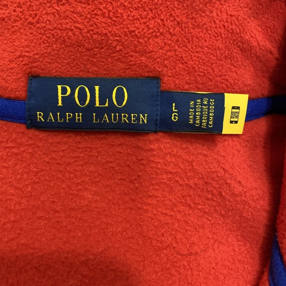 Ralph Lauren Fleece Mockneck Red Pullover Sweatshirt Mens Large‎
